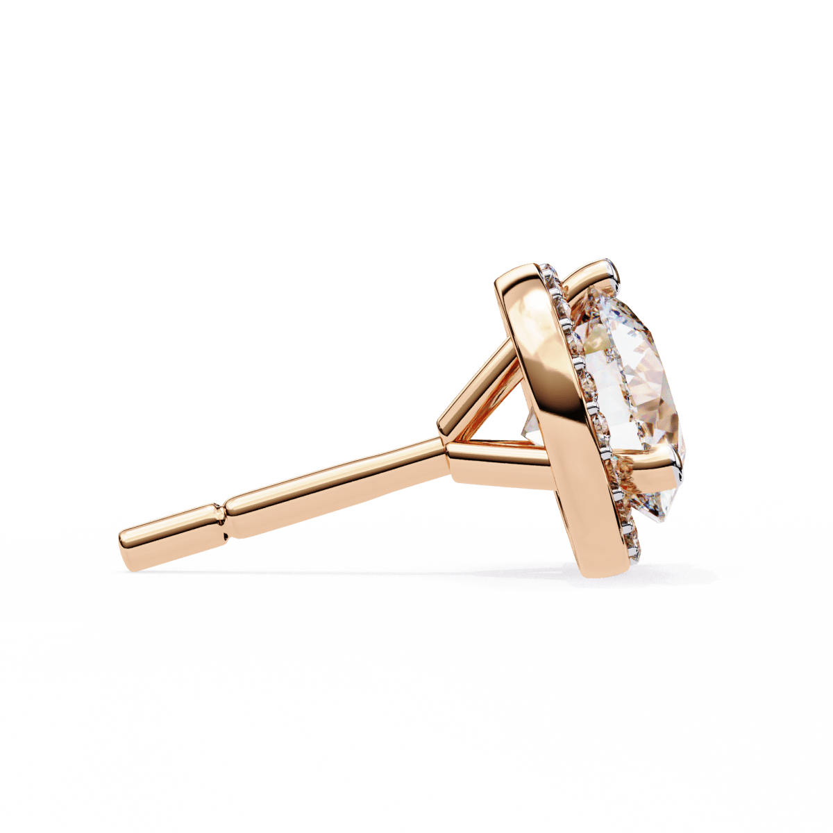 Reverra 14K Gold Round Halo Lab Grown Diamond Stud Earrings For Women, CTTW-1.95