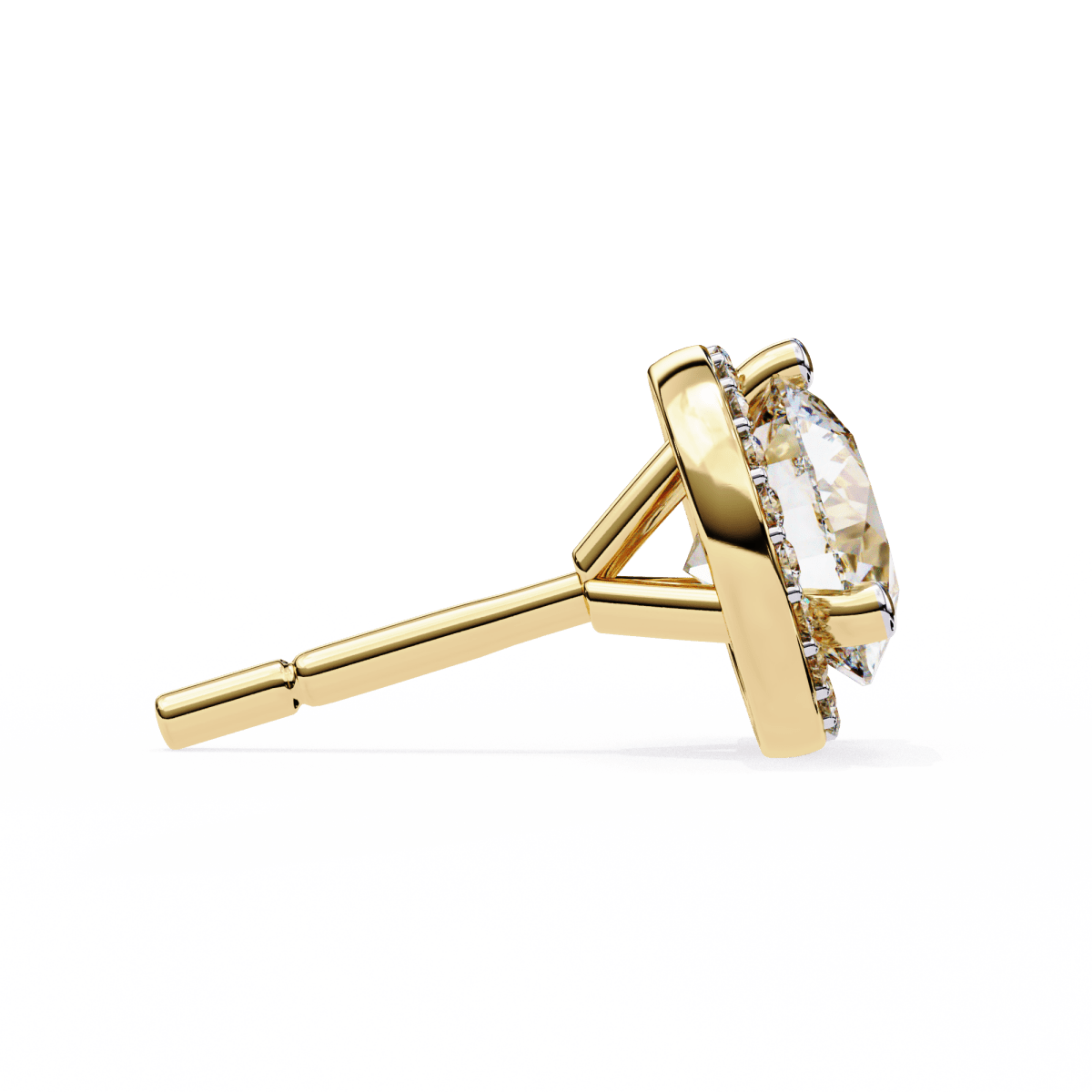 Reverra 14K Gold Round Halo Lab Grown Diamond Stud Earrings For Women, CTTW-1.95