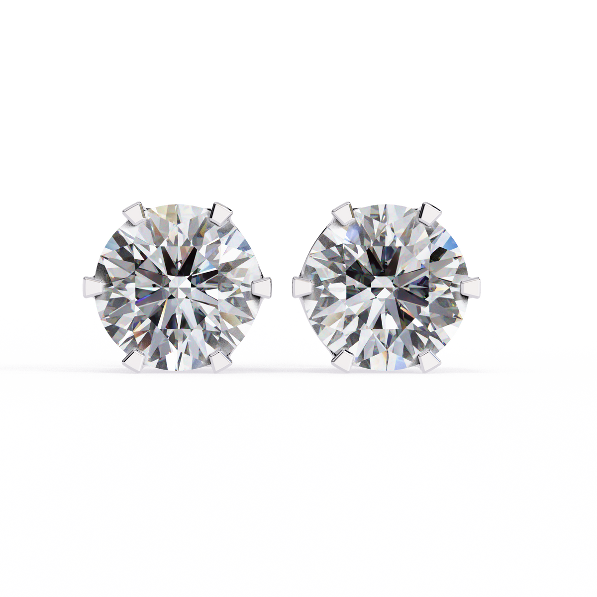 Reverra 14K Gold Round Lab Grown Diamond 6-Prong Studs Earrings For Women, CTTW-2.57