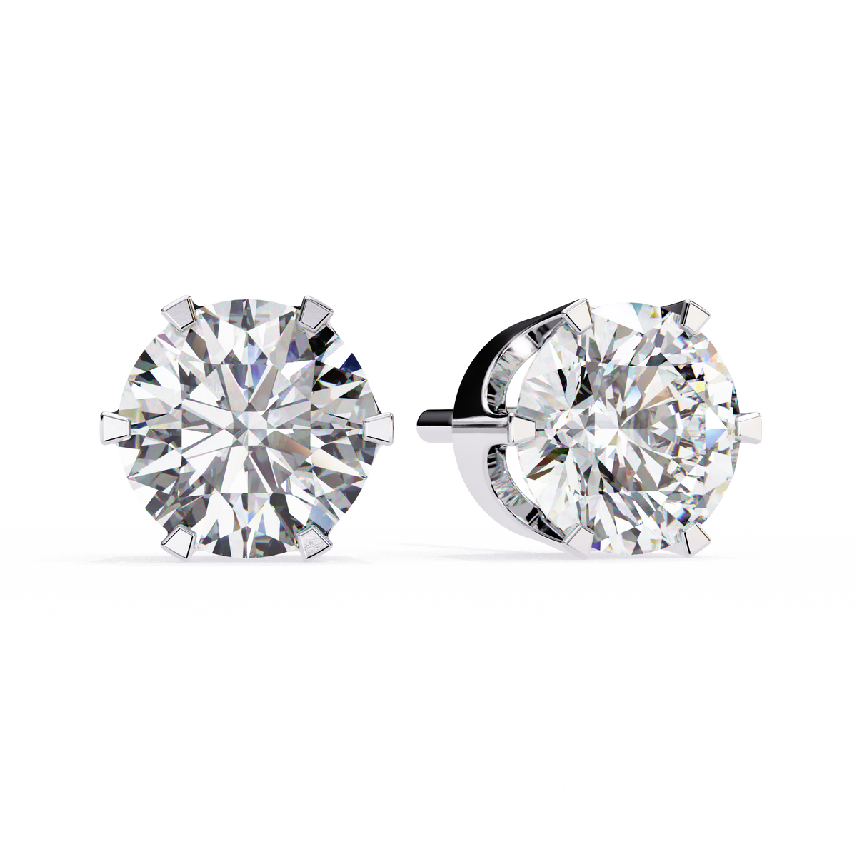 Reverra 14K Gold Round Lab Grown Diamond 6-Prong Studs Earrings For Women, CTTW-2.57