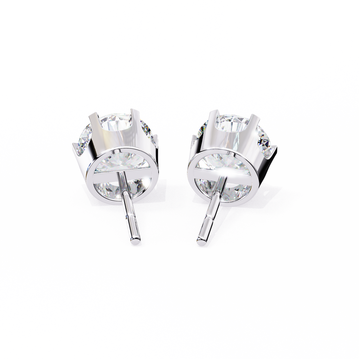 Reverra 14K Gold Round Lab Grown Diamond 6-Prong Studs Earrings For Women, CTTW-2.57