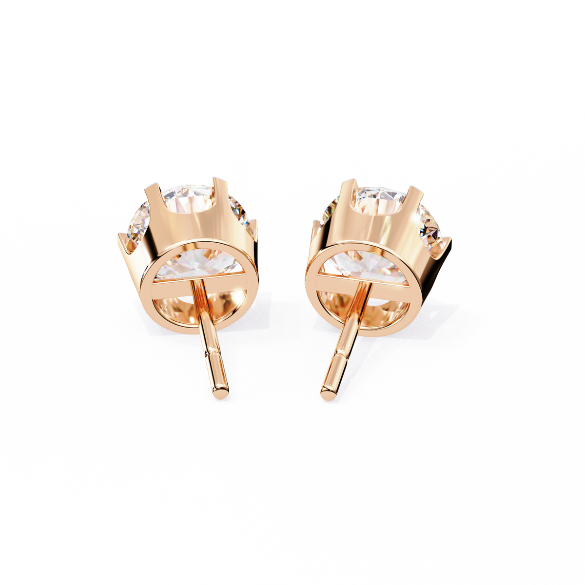Reverra 14K Gold Round Lab Grown Diamond 6-Prong Studs Earrings For Women, CTTW-2.57