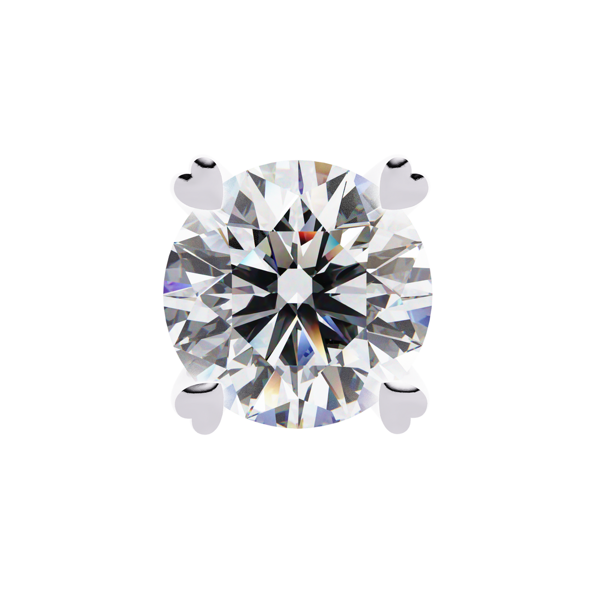 Reverra 14K Gold Round Lab Grown Diamond 4 Heart-Prong Stud Earrings For Women, CTTW-2.57