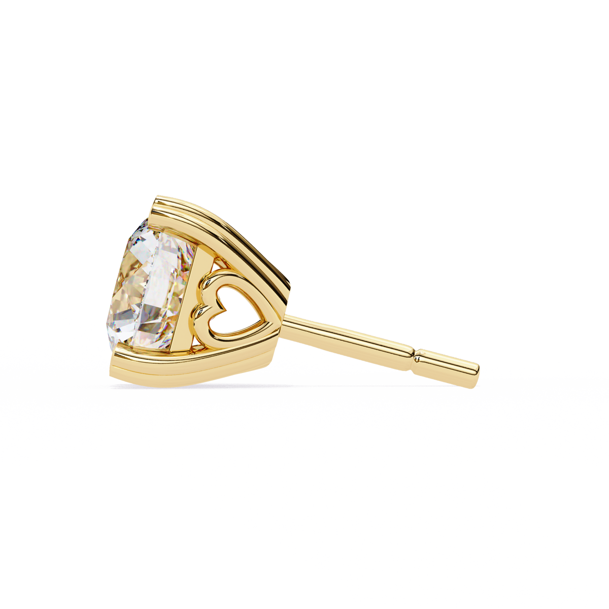 Reverra 14K Gold Round Lab Grown Diamond 4 Heart-Prong Stud Earrings For Women, CTTW-2.57