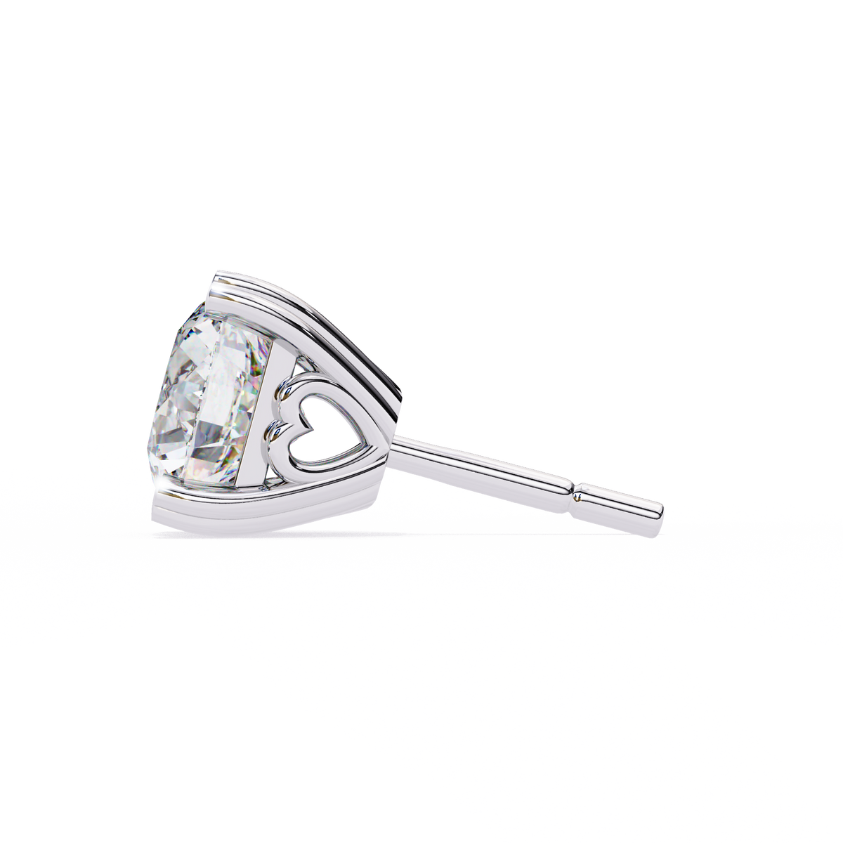 Reverra 14K Gold Round Lab Grown Diamond 4 Heart-Prong Stud Earrings For Women, CTTW-2.57