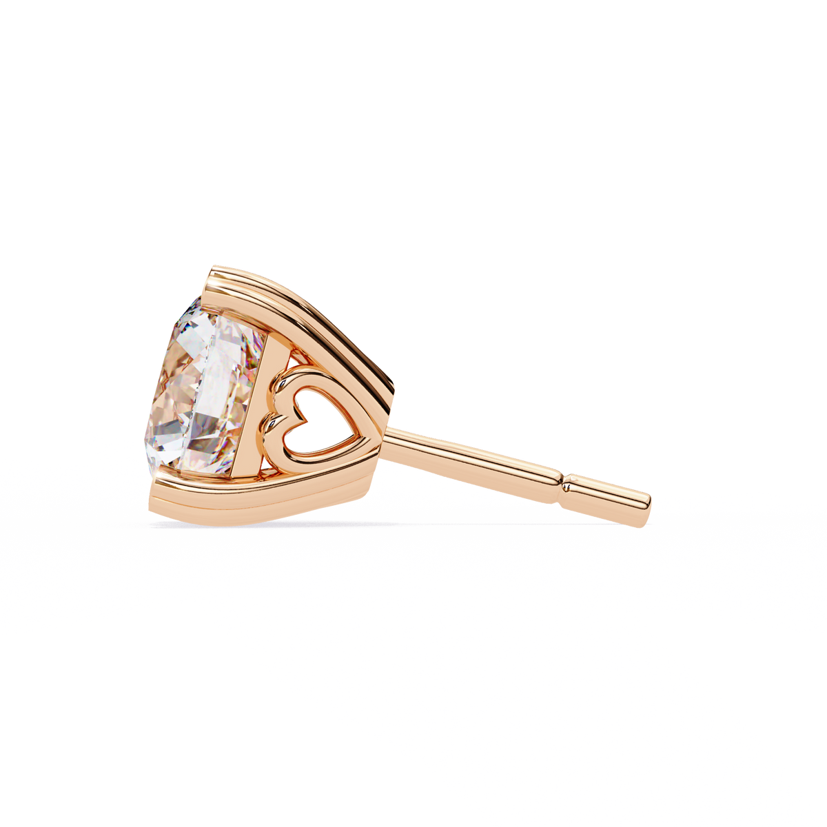 Reverra 14K Gold Round Lab Grown Diamond 4 Heart-Prong Stud Earrings For Women, CTTW-2.57