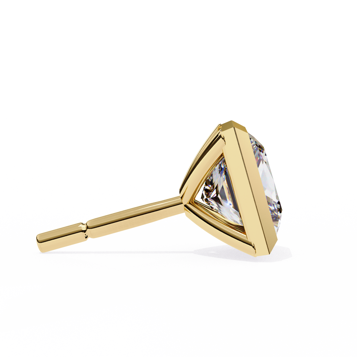 Reverra 14K Gold Princess Bezel Lab Grown Diamond Stud Earrings For Women, CTTW-1.77