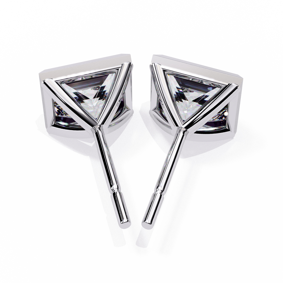 Reverra 14K Gold Princess Bezel Lab Grown Diamond Stud Earrings For Women, CTTW-1.77