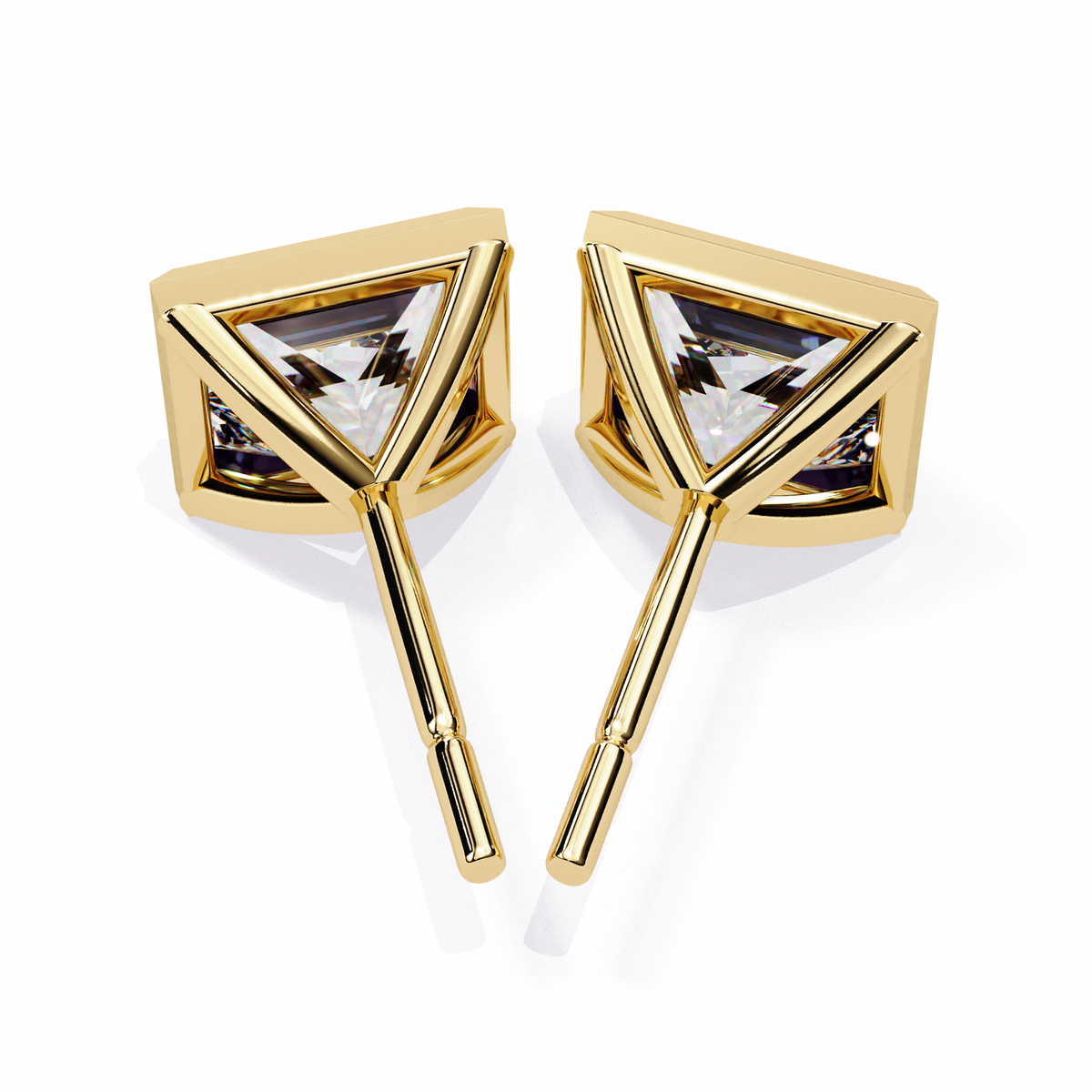 Reverra 14K Gold Princess Bezel Lab Grown Diamond Stud Earrings For Women, CTTW-1.77