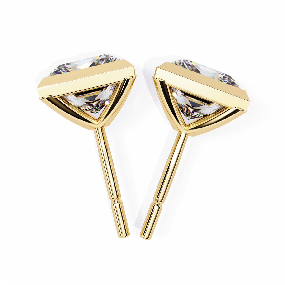Reverra 14K Gold Princess Bezel Lab Grown Diamond Stud Earrings For Women, CTTW-1.77