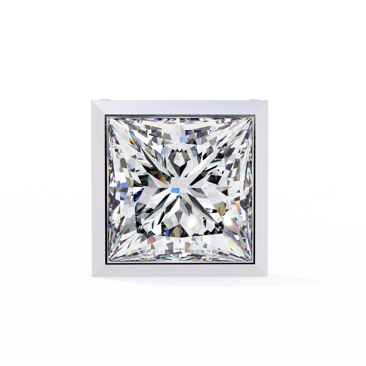 Reverra 14K Gold Princess Bezel Lab Grown Diamond Stud Earrings For Women, CTTW-1.77