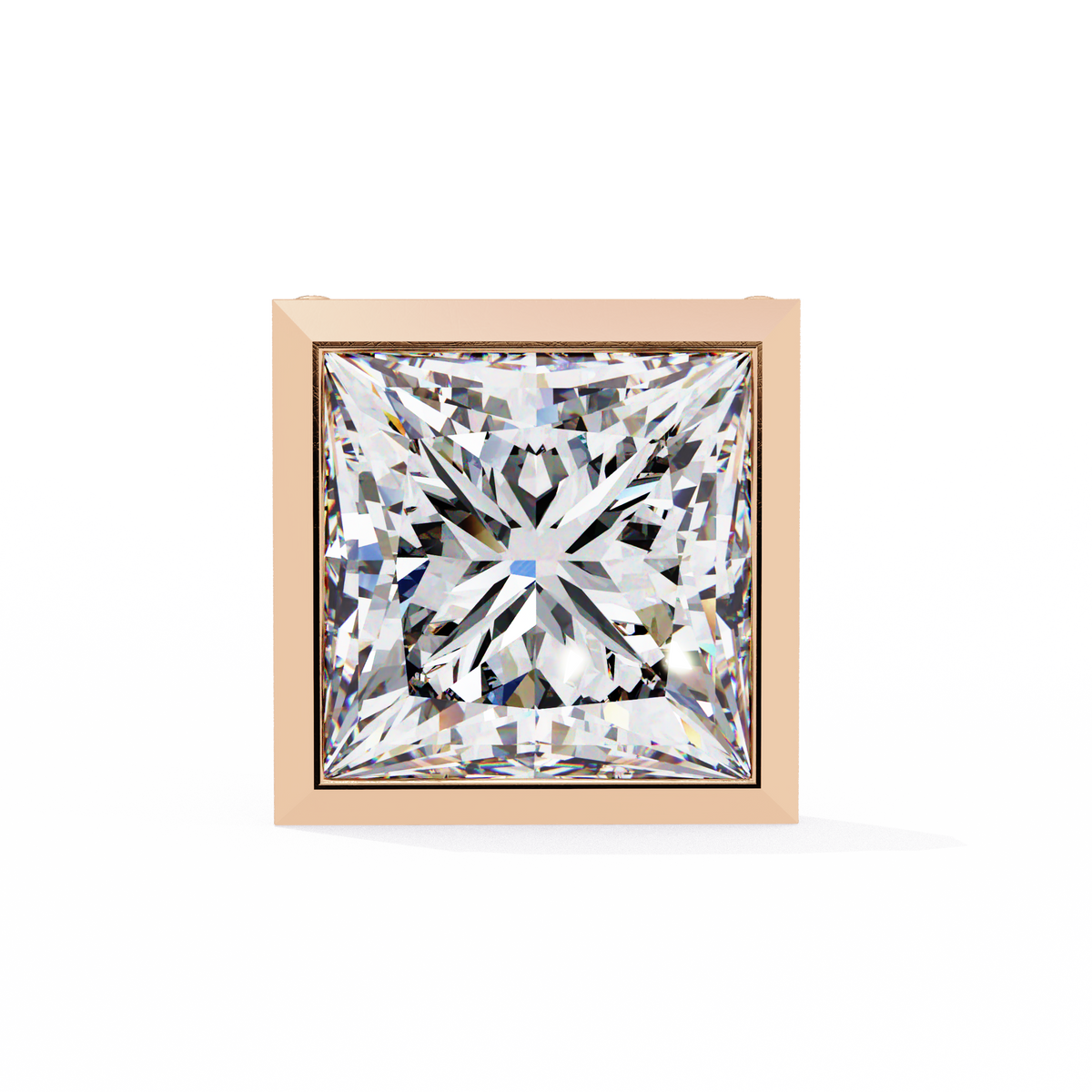 Reverra 14K Gold Princess Bezel Lab Grown Diamond Stud Earrings For Women, CTTW-1.77