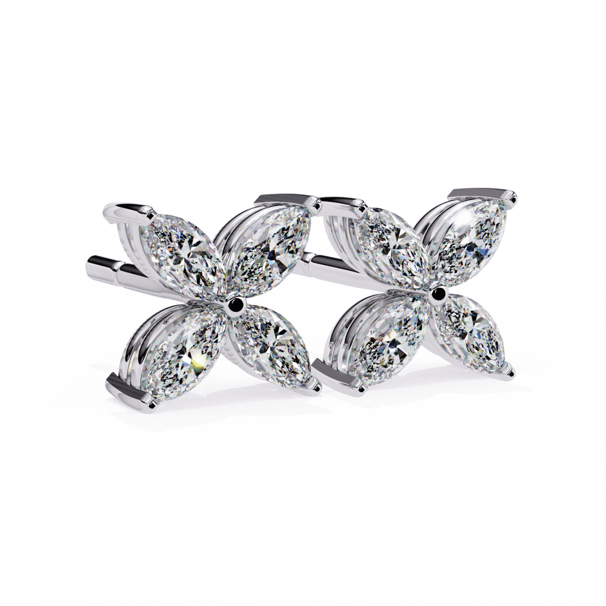 Reverra 14K Gold Marquise Lab Grown Diamond Floral Stud Earrings For Women, CTTW-0.88