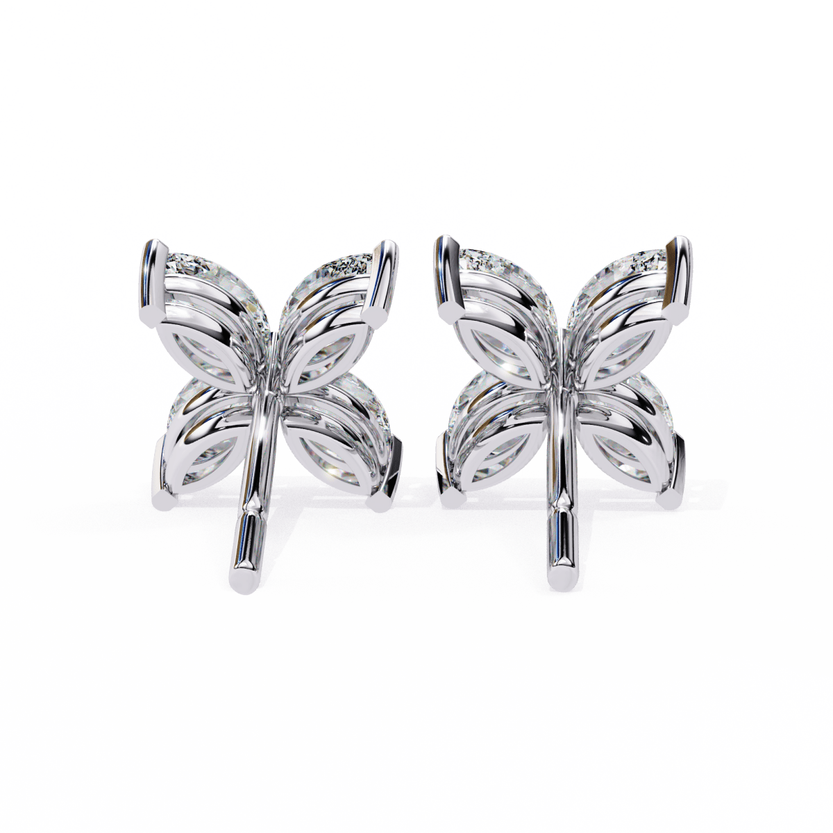 Reverra 14K Gold Marquise Lab Grown Diamond Floral Stud Earrings For Women, CTTW-0.88