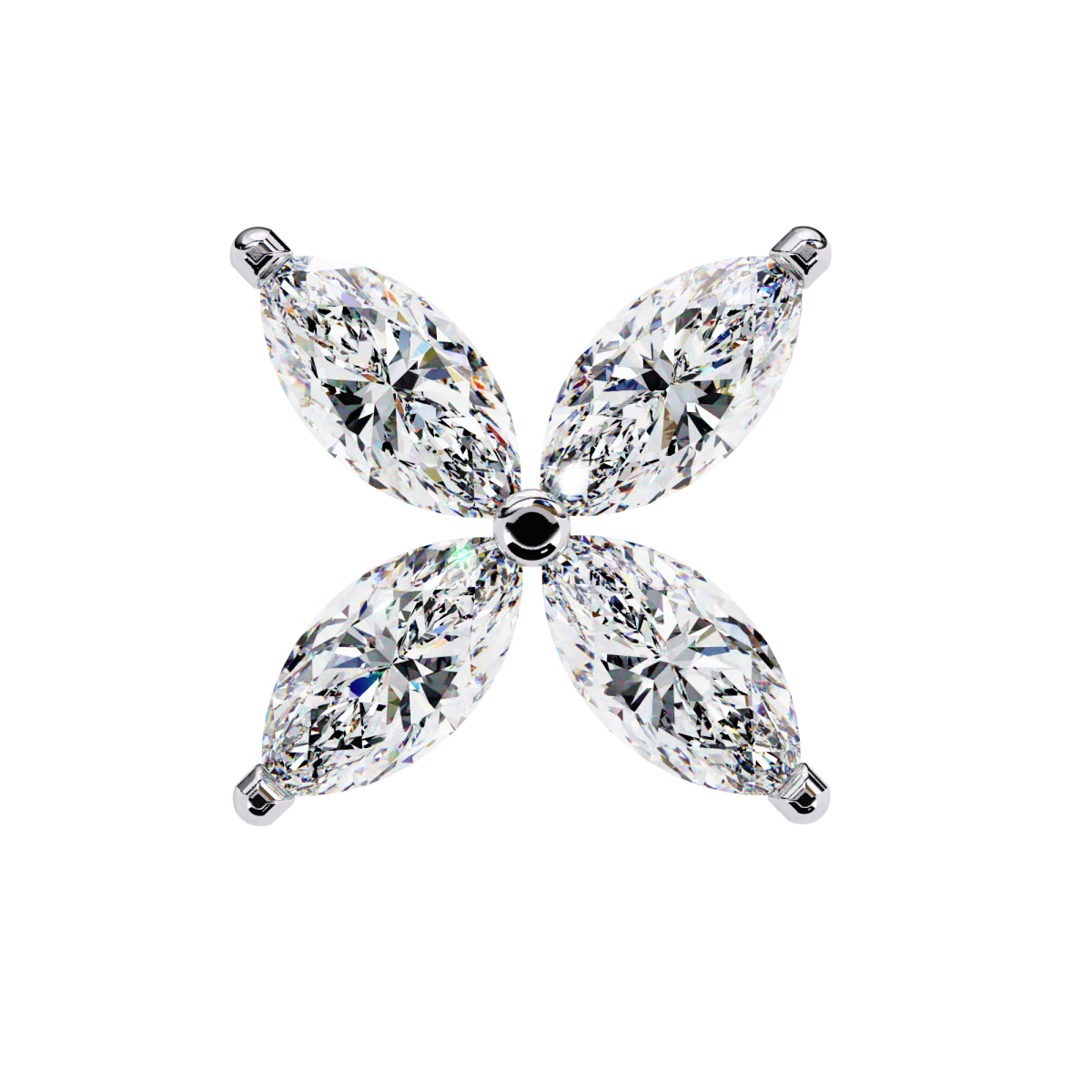 Reverra 14K Gold Marquise Lab Grown Diamond Floral Stud Earrings For Women, CTTW-0.88