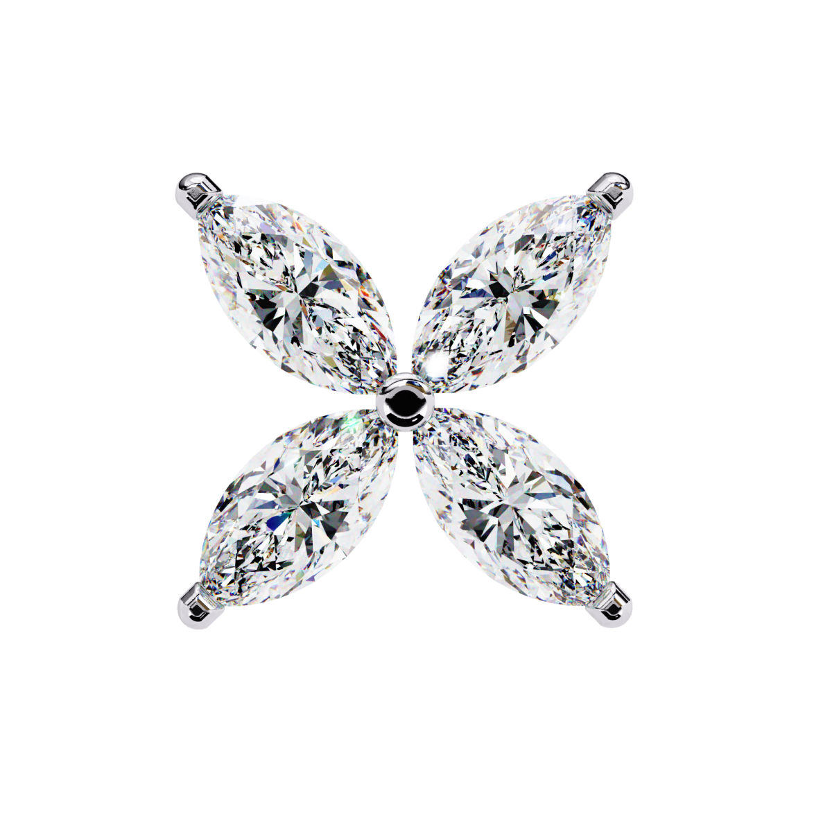 Reverra 14K Gold Marquise Lab Grown Diamond Floral Stud Earrings For Women, CTTW-0.88