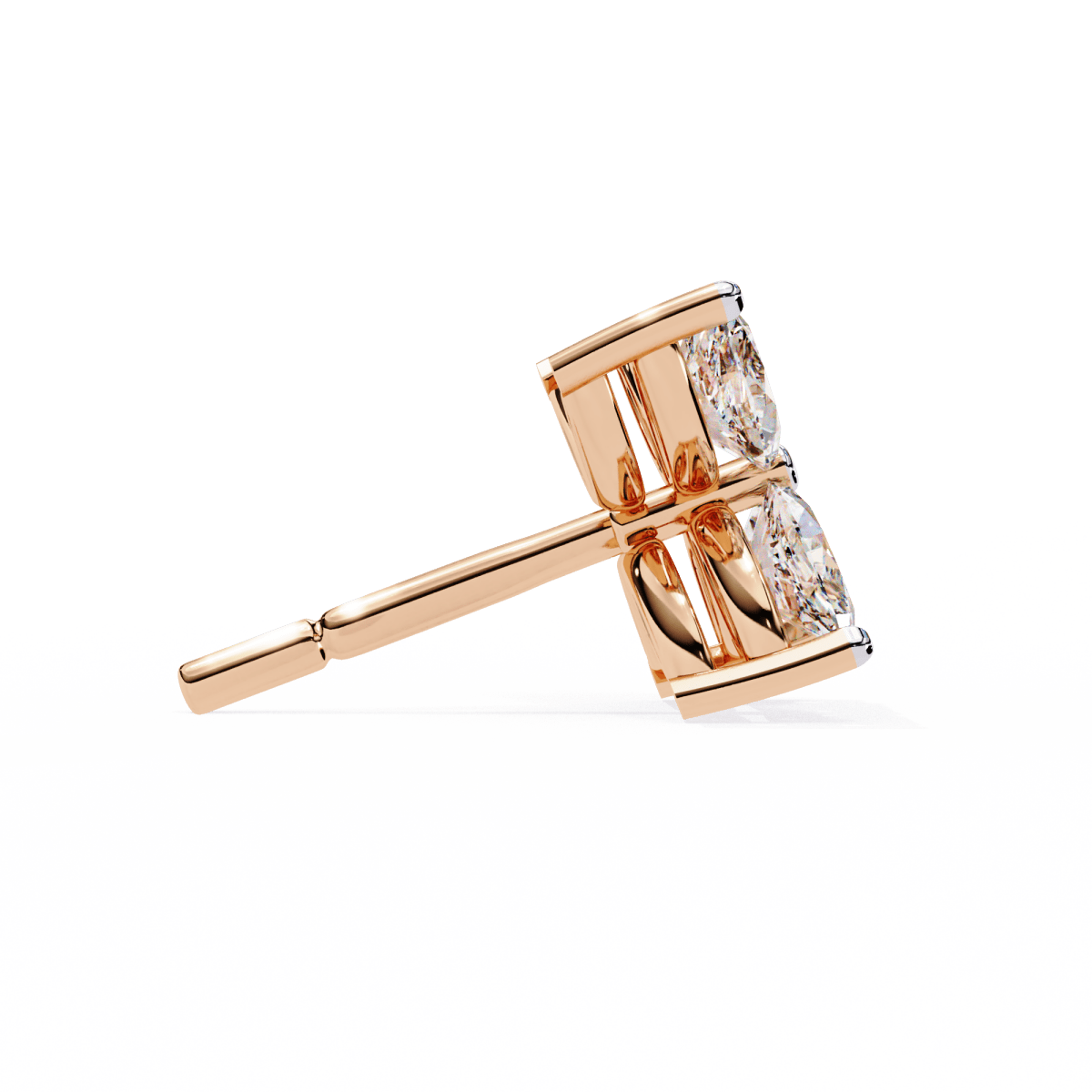 Reverra 14K Gold Marquise Lab Grown Diamond Floral Stud Earrings For Women, CTTW-0.88