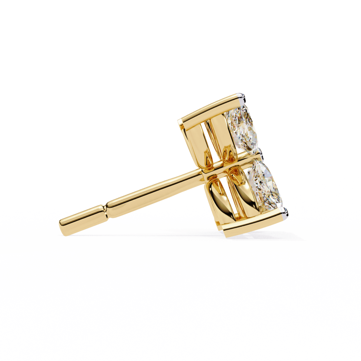 Reverra 14K Gold Marquise Lab Grown Diamond Floral Stud Earrings For Women, CTTW-0.88