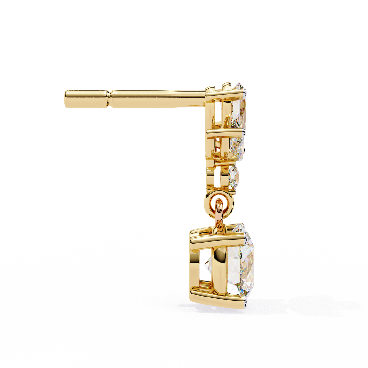 Reverra 14K Gold Pear & Round Floral Lab Grown Diamond Drop Earrings For Women, CTTW-1.16 | Push Back