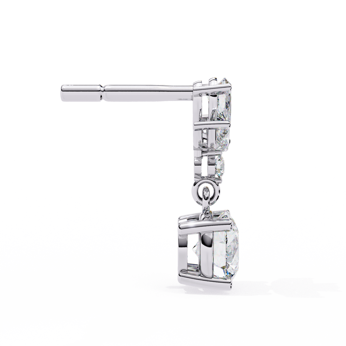 Reverra 14K Gold Pear & Round Floral Lab Grown Diamond Drop Earrings For Women, CTTW-1.16 | Push Back