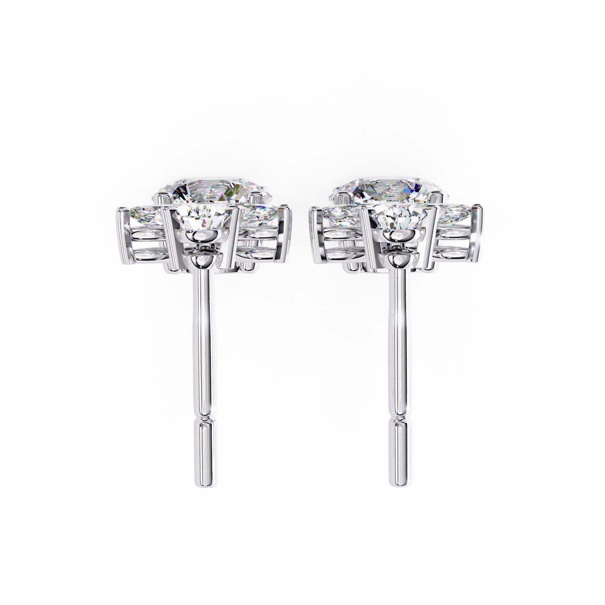 Reverra 14K Gold Pear & Round Floral Lab Grown Diamond Drop Earrings For Women, CTTW-1.16 | Push Back