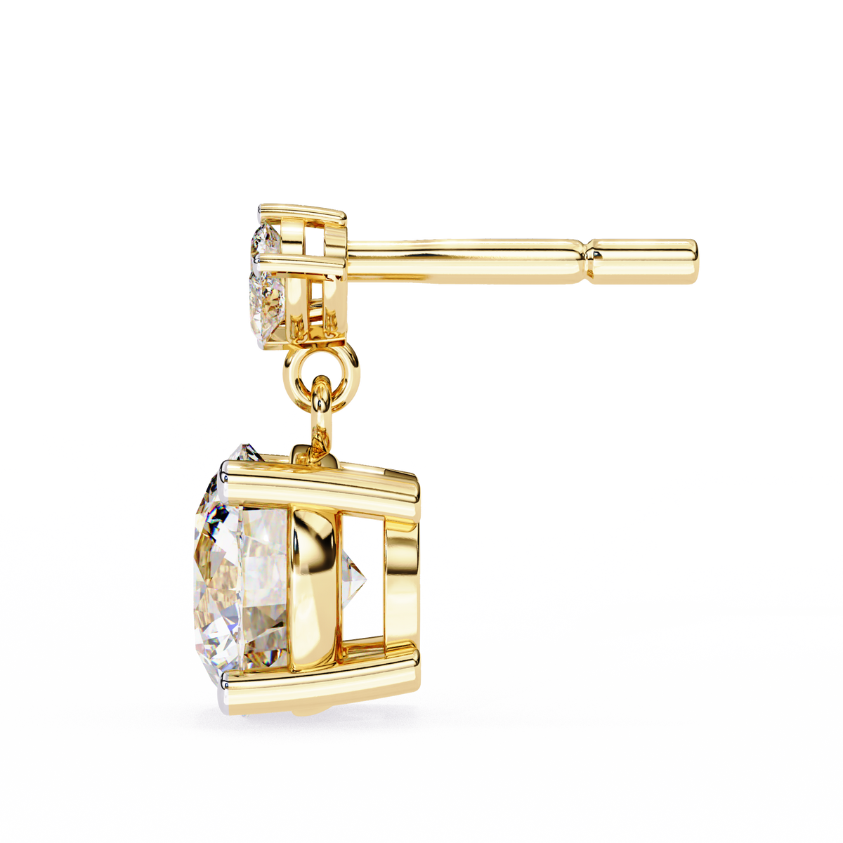 Reverra 14K Gold Round Lab Grown Diamond Marquise Cluster Drop Earrings For Women, CTTW-2.02 | Push Back