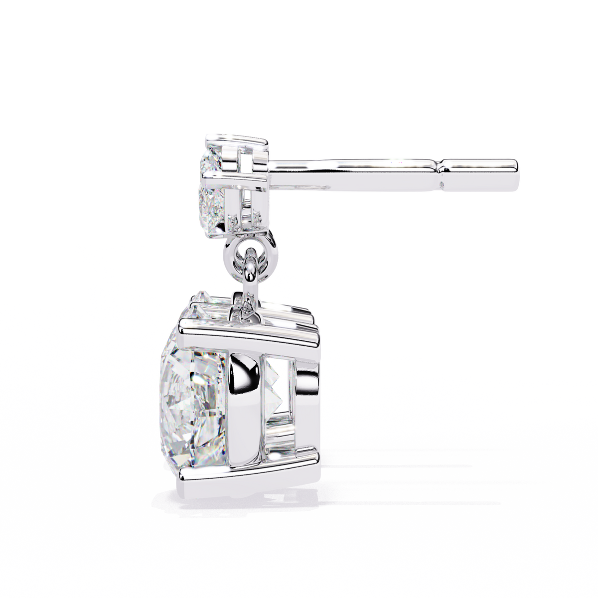 Reverra 14K Gold Round Lab Grown Diamond Marquise Cluster Drop Earrings For Women, CTTW-2.02 | Push Back