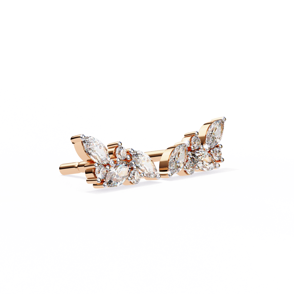Reverra 14K Gold Marquise Cluster Lab Grown Diamond Leaf Stud Earrings For Women, CTTW-0.35