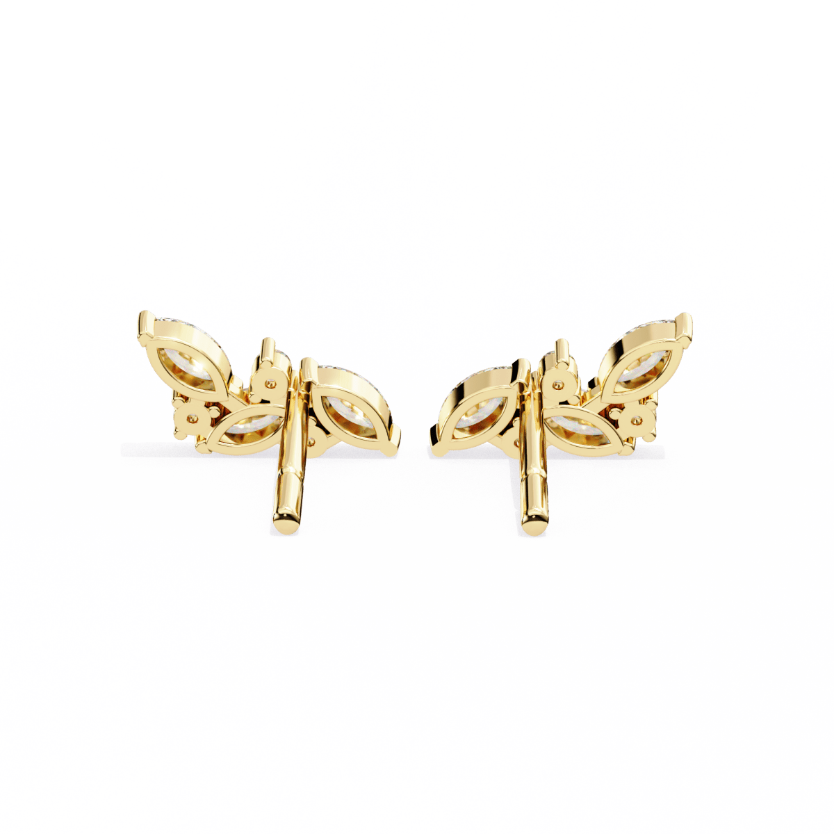 Reverra 14K Gold Marquise Cluster Lab Grown Diamond Leaf Stud Earrings For Women, CTTW-0.35