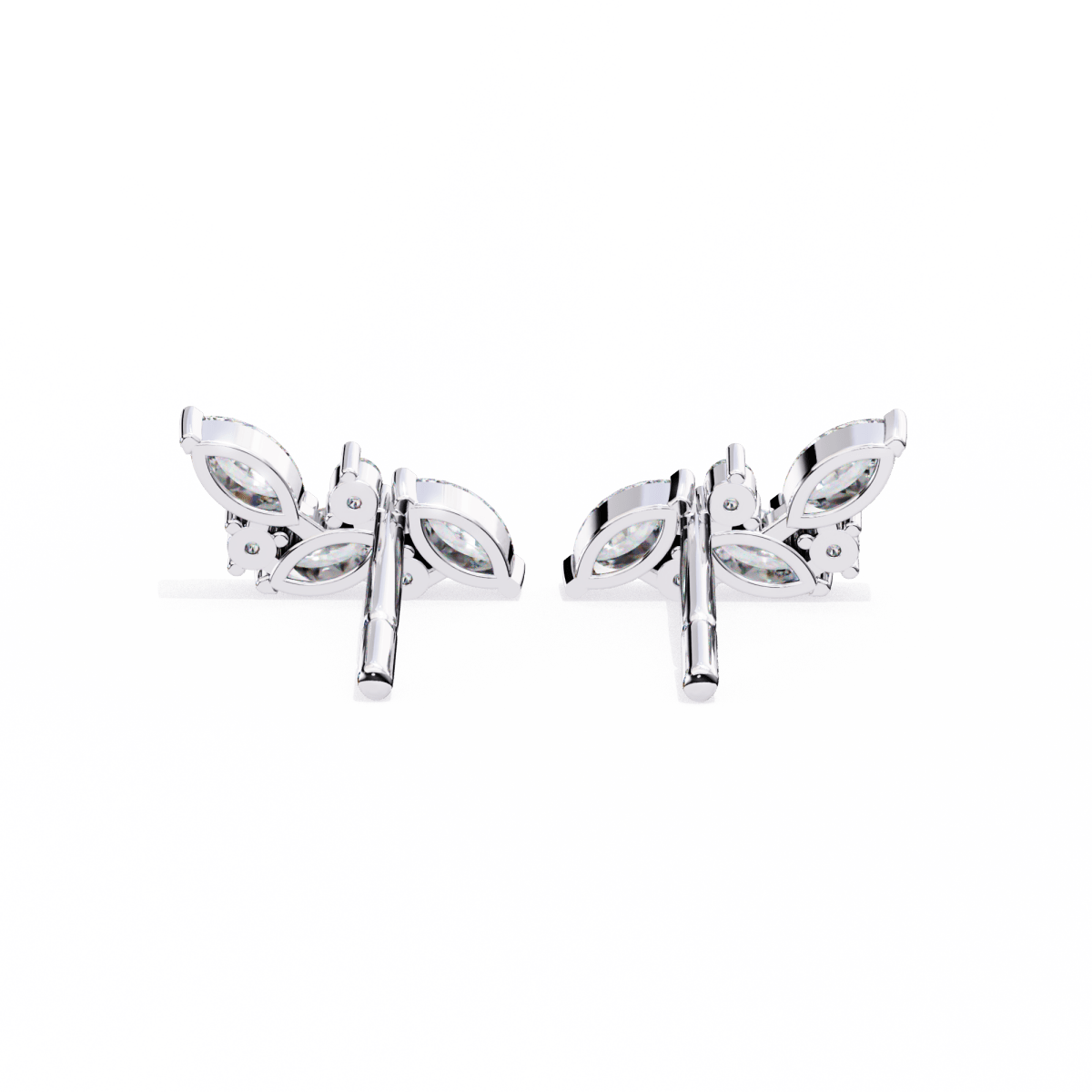 Reverra 14K Gold Marquise Cluster Lab Grown Diamond Leaf Stud Earrings For Women, CTTW-0.35