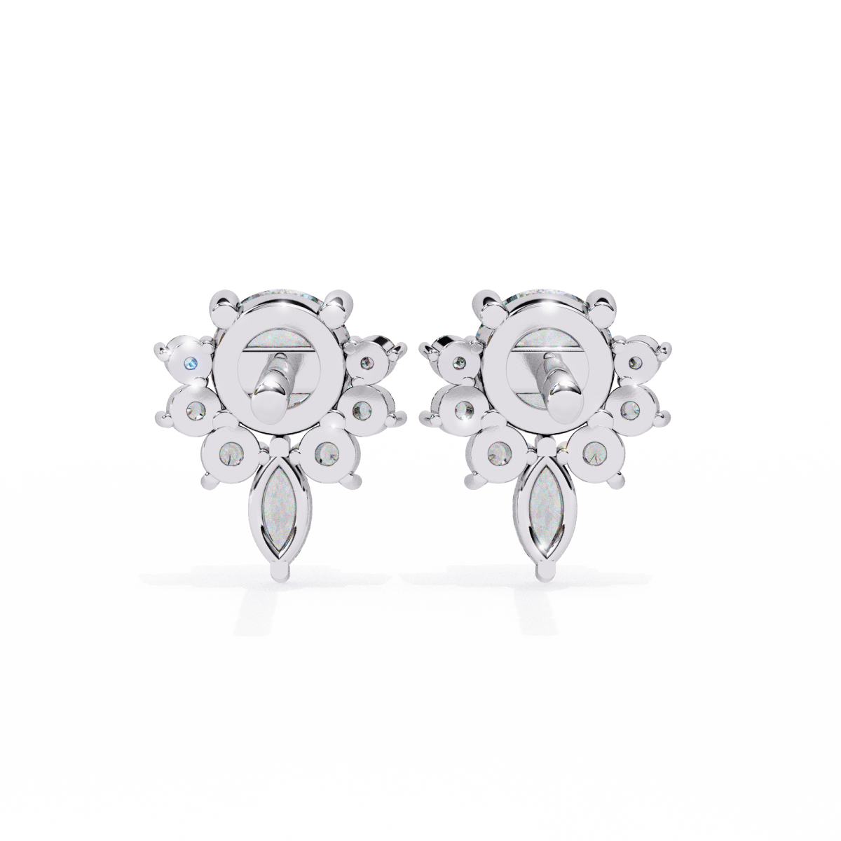 Reverra 14K Gold Round & Marquise Lab Grown Diamond Multi-Prong Stud Earrings For Women, CTTW-0.68