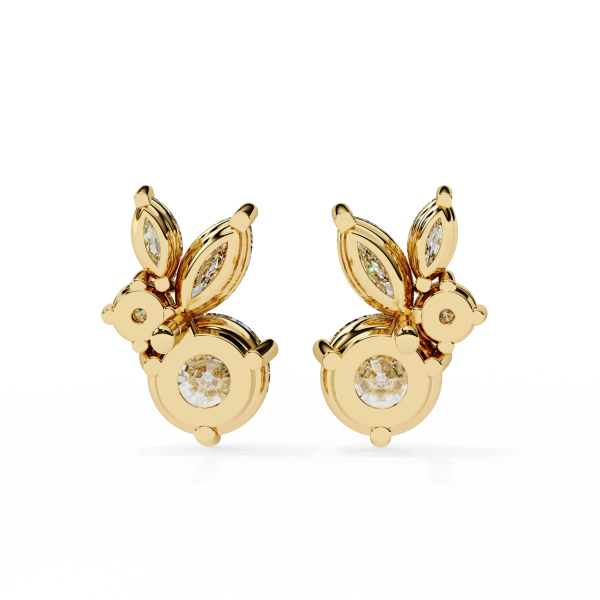 Reverra 14K Gold Round & Marquise Lab Grown Diamond Multi-Prong Studs Earrings For Women, CTTW-1.43