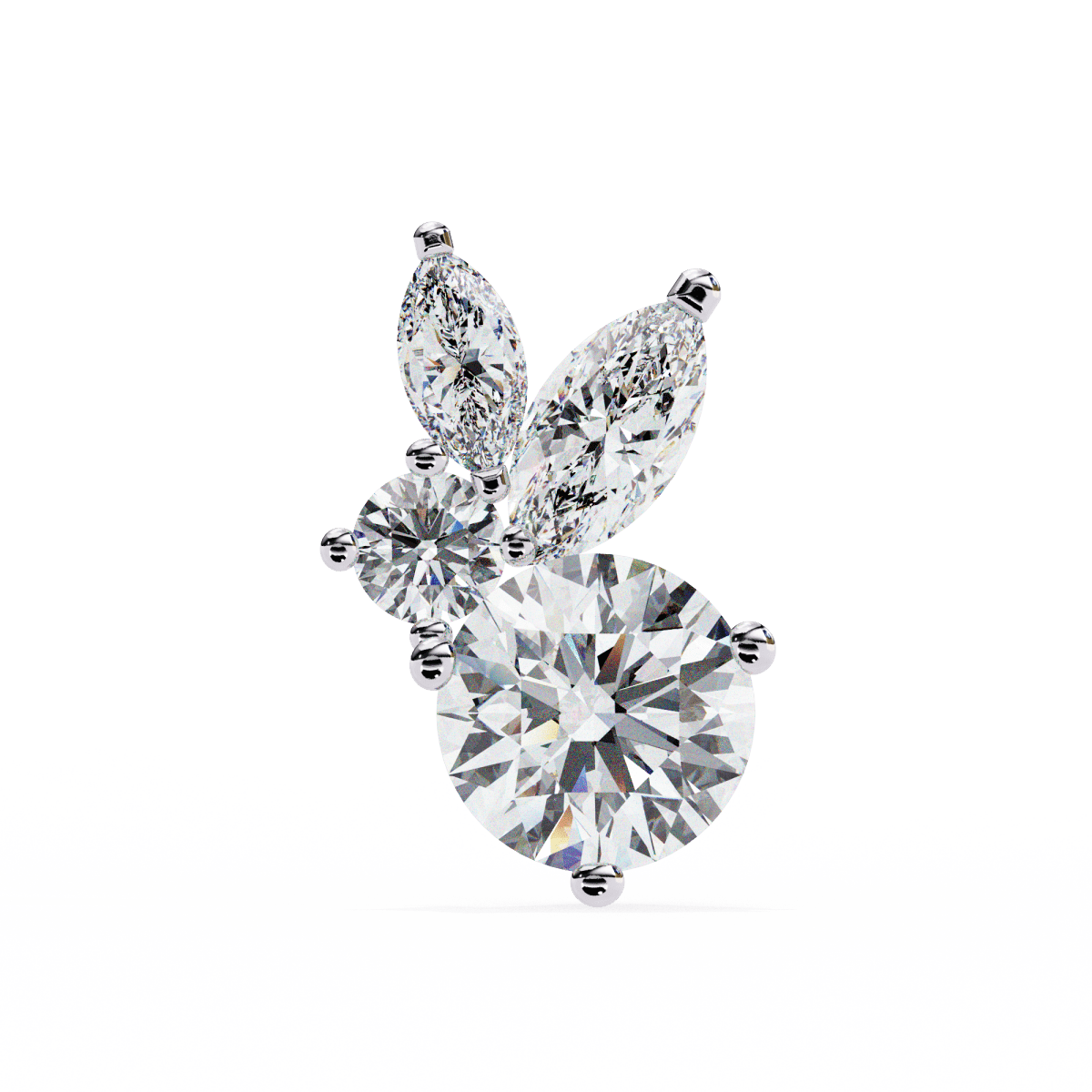Reverra 14K Gold Round & Marquise Lab Grown Diamond Multi-Prong Studs Earrings For Women, CTTW-1.43
