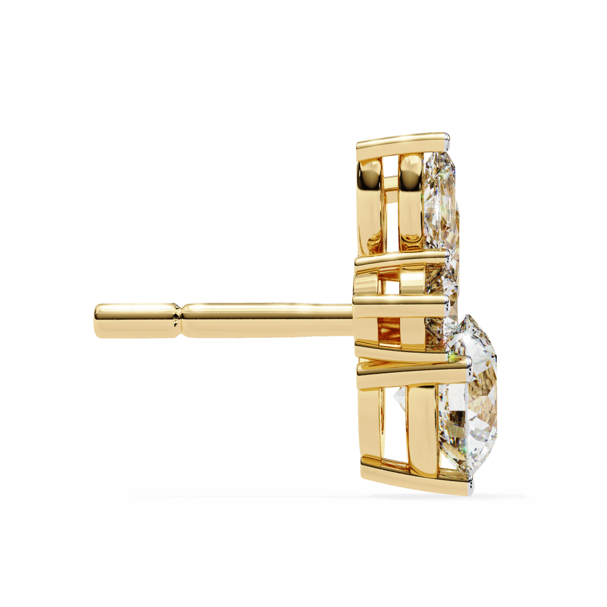 Reverra 14K Gold Round & Marquise Lab Grown Diamond Multi-Prong Studs Earrings For Women, CTTW-1.43