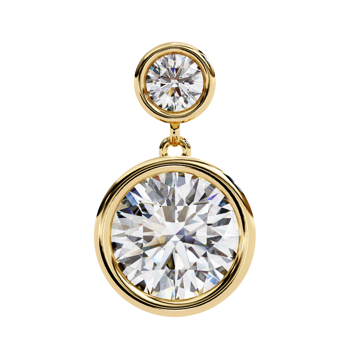 Reverra 14K Gold Round Lab Grown Diamond Bezel Set Double Drop Earrings For Women, CTTW-1.83 | Push Back