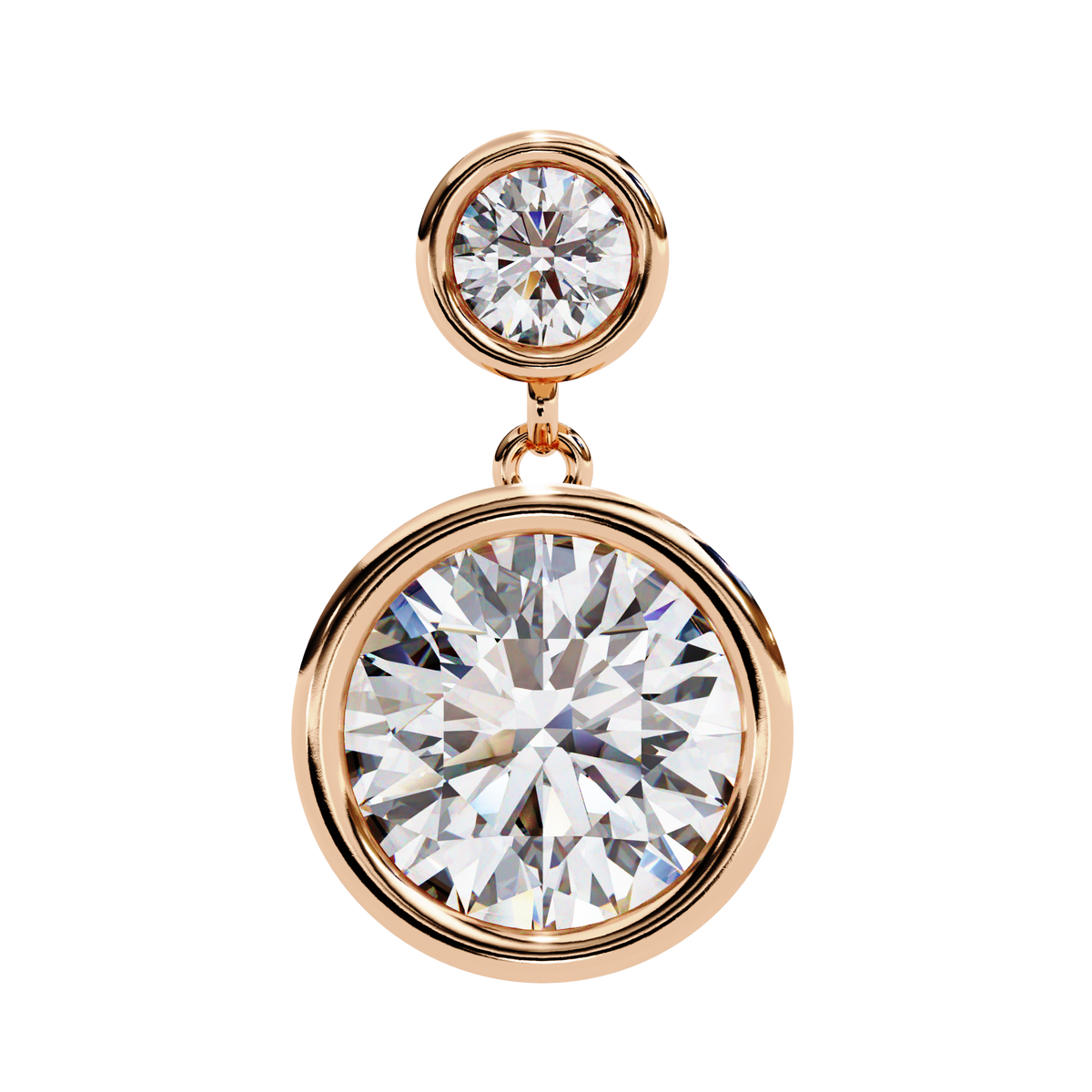 Reverra 14K Gold Round Lab Grown Diamond Bezel Set Double Drop Earrings For Women, CTTW-1.83 | Push Back