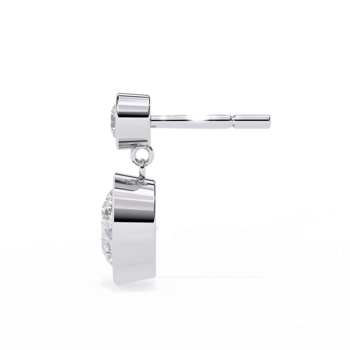 Reverra 14K Gold Round Lab Grown Diamond Bezel Set Double Drop Earrings For Women, CTTW-1.83 | Push Back