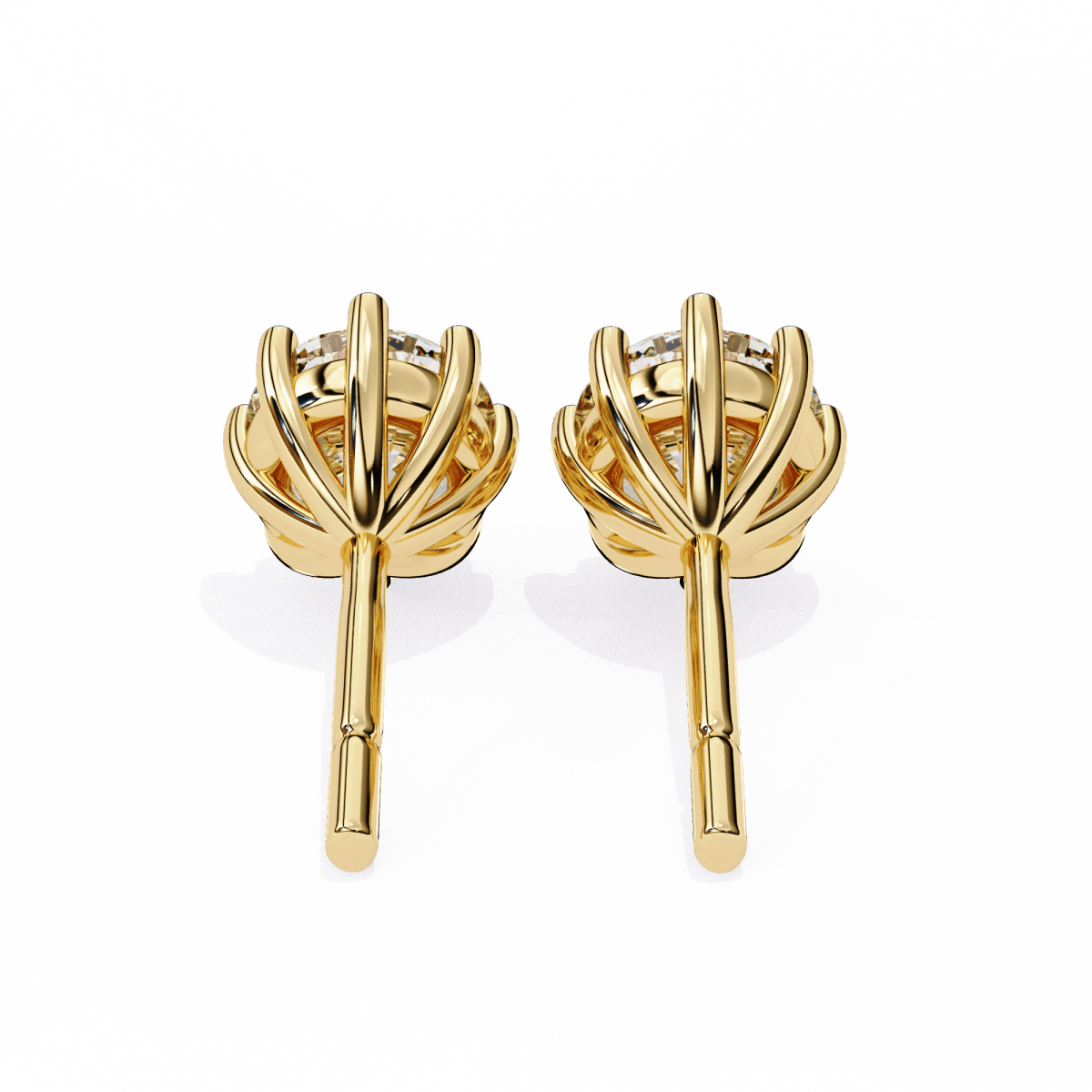Reverra 14K Gold Round Lab Grown Diamond Classic 8-Prong Stud Earrings For Women, CTTW-2.57