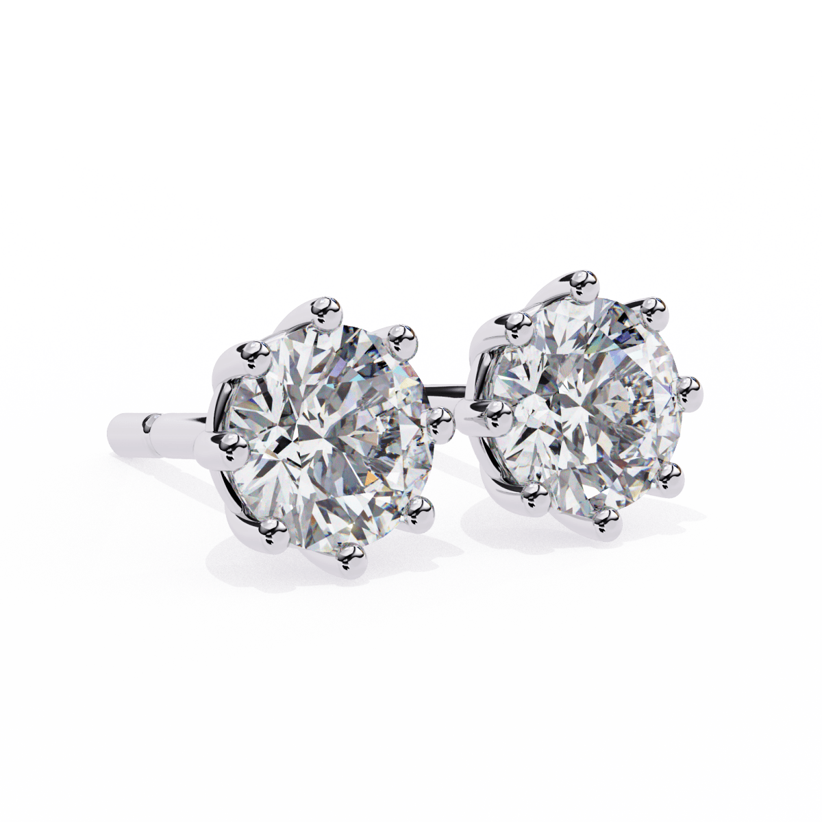 Reverra 14K Gold Round Lab Grown Diamond Classic 8-Prong Stud Earrings For Women, CTTW-2.57