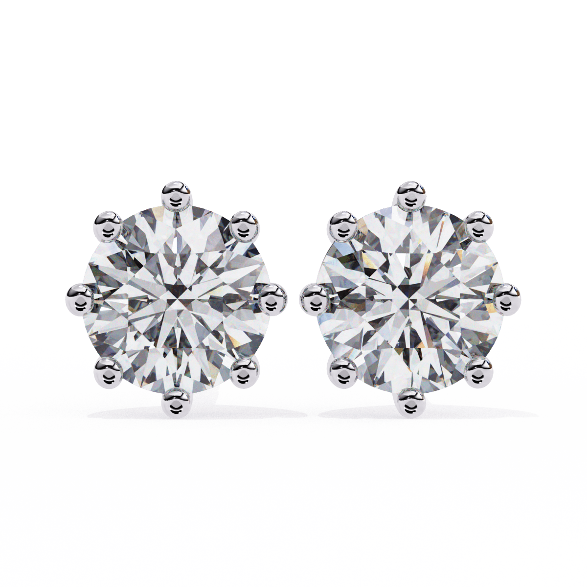 Reverra 14K Gold Round Lab Grown Diamond Classic 8-Prong Stud Earrings For Women, CTTW-2.57