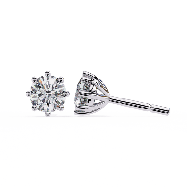 Reverra 14K Gold Round Lab Grown Diamond Classic 8-Prong Stud Earrings For Women, CTTW-2.57