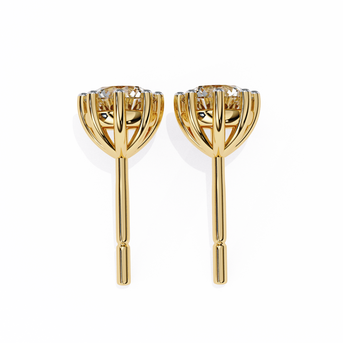 Reverra 14K Gold Round Lab Grown Diamond Classic 8-Prong Stud Earrings For Women, CTTW-2.57