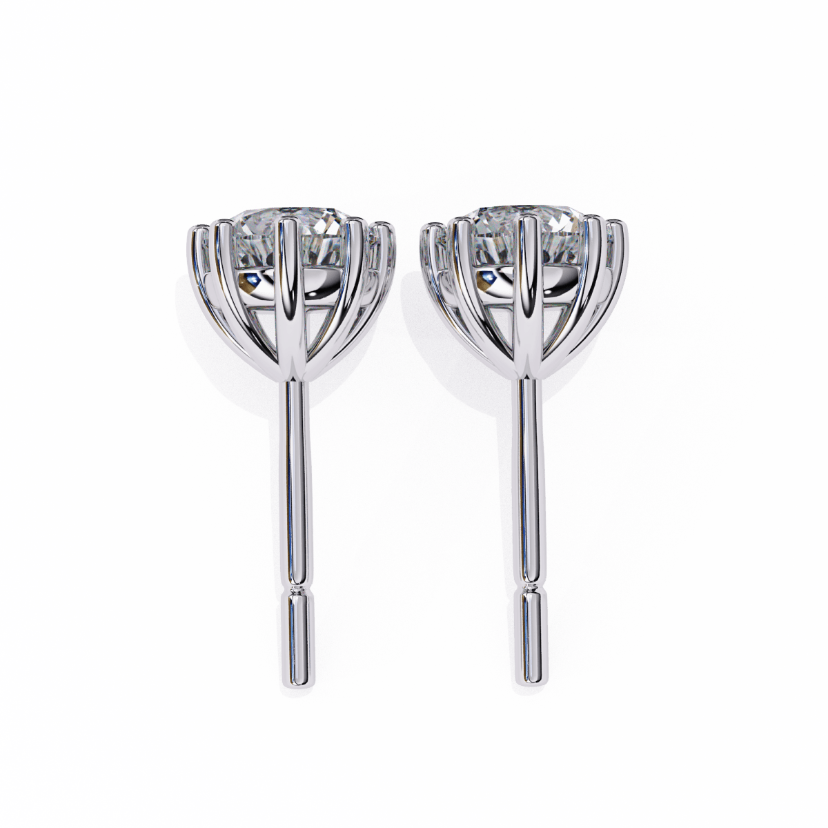 Reverra 14K Gold Round Lab Grown Diamond Classic 8-Prong Stud Earrings For Women, CTTW-2.57