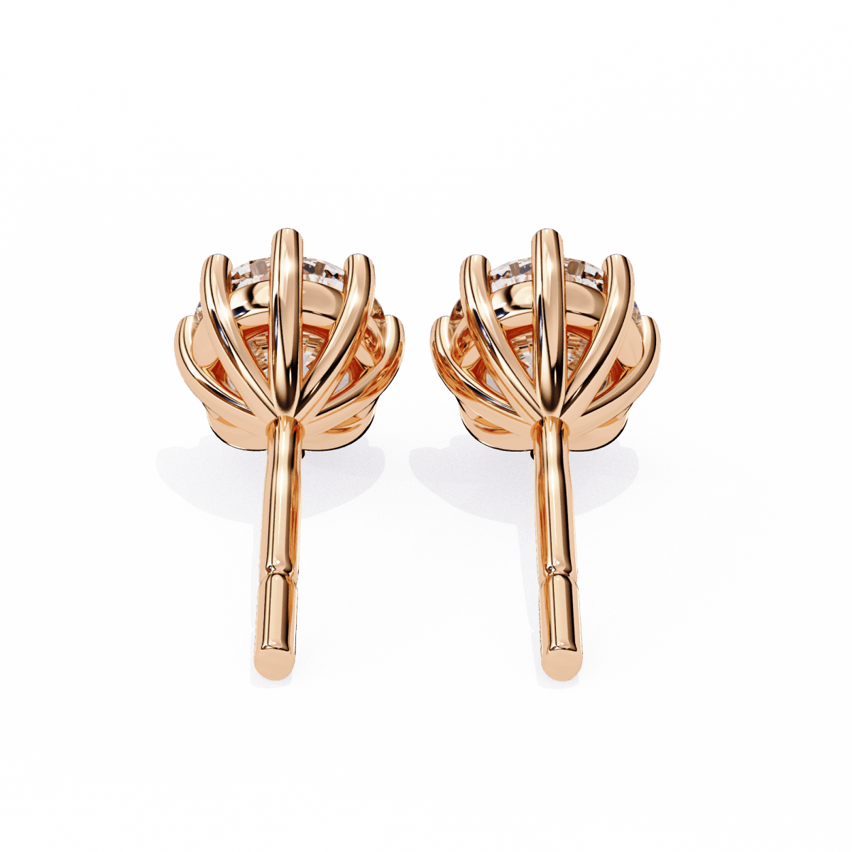 Reverra 14K Gold Round Lab Grown Diamond Classic 8-Prong Stud Earrings For Women, CTTW-2.57