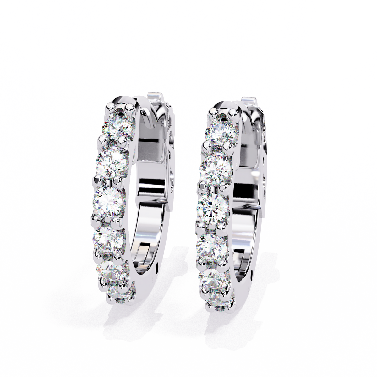 Reverra 14K Gold Round Lab Grown Diamond Inside-Out Huggies Earrings For Women, CTTW-0.18 | Latch Back