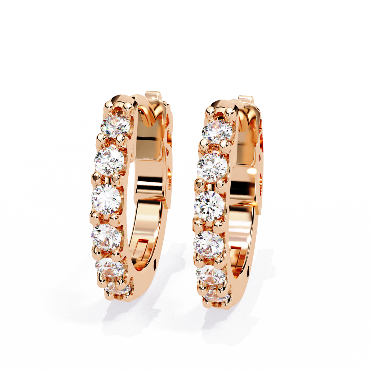 Reverra 14K Gold Round Lab Grown Diamond Inside-Out Huggies Earrings For Women, CTTW-0.18 | Latch Back