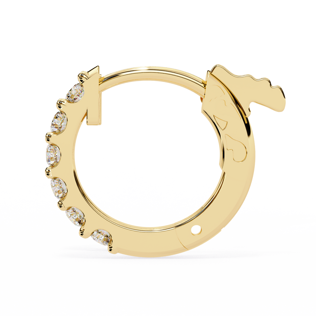 Reverra 14K Gold Round Lab Grown Diamond Inside-Out Huggies Earrings For Women, CTTW-0.18 | Latch Back