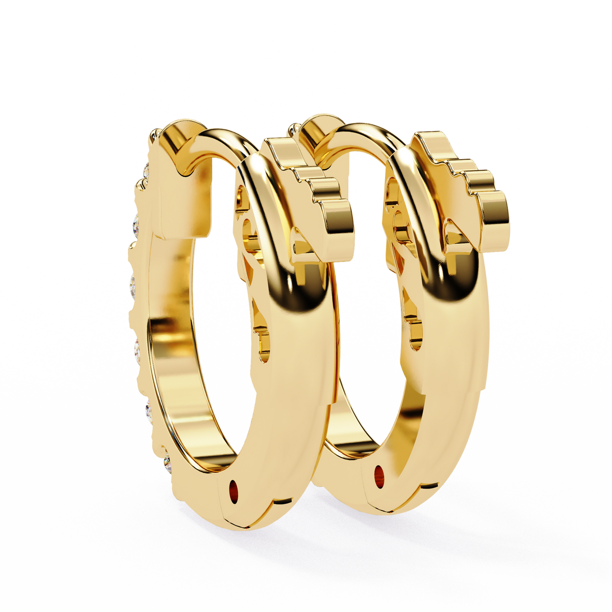 Reverra 14K Gold Round Lab Grown Diamond Inside-Out Huggies Earrings For Women, CTTW-0.18 | Latch Back