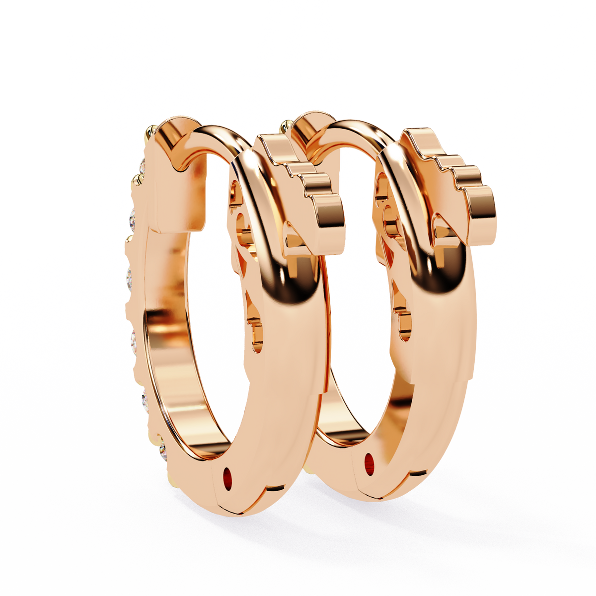 Reverra 14K Gold Round Lab Grown Diamond Inside-Out Huggies Earrings For Women, CTTW-0.18 | Latch Back