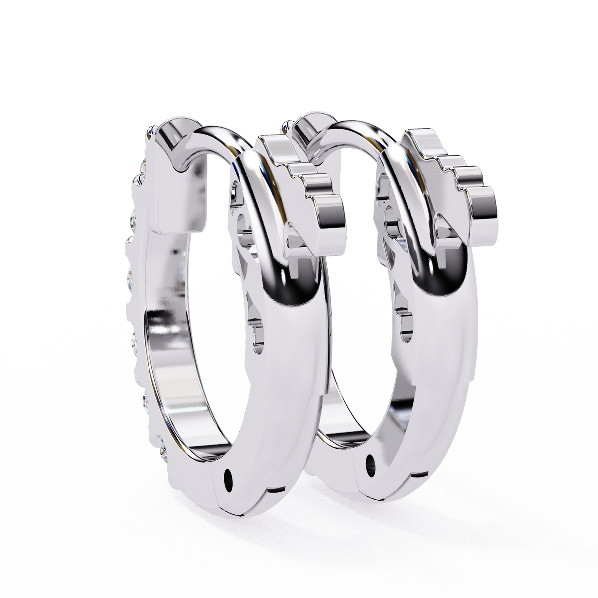 Reverra 14K Gold Round Lab Grown Diamond Inside-Out Huggies Earrings For Women, CTTW-0.18 | Latch Back